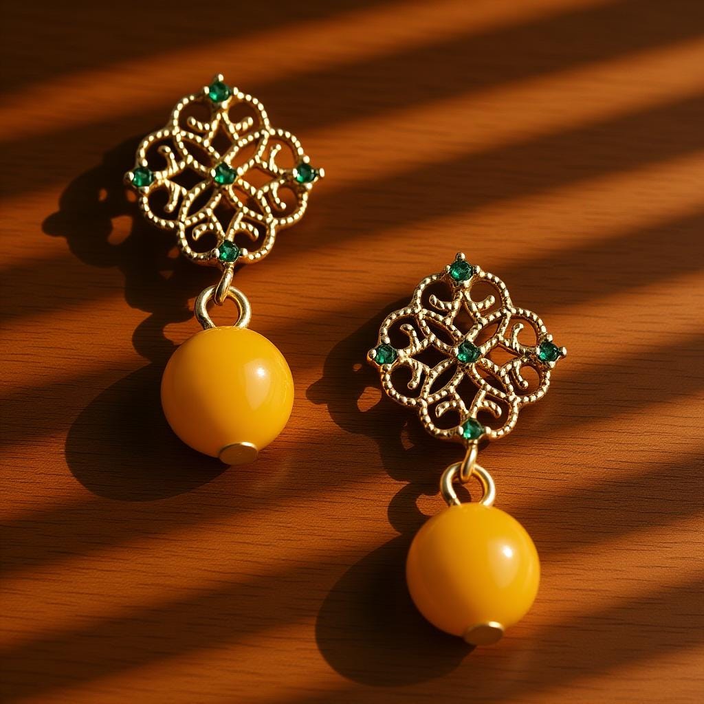 Amber Drop Earrings – Jiangnan Garden Inspired Statement Earrings