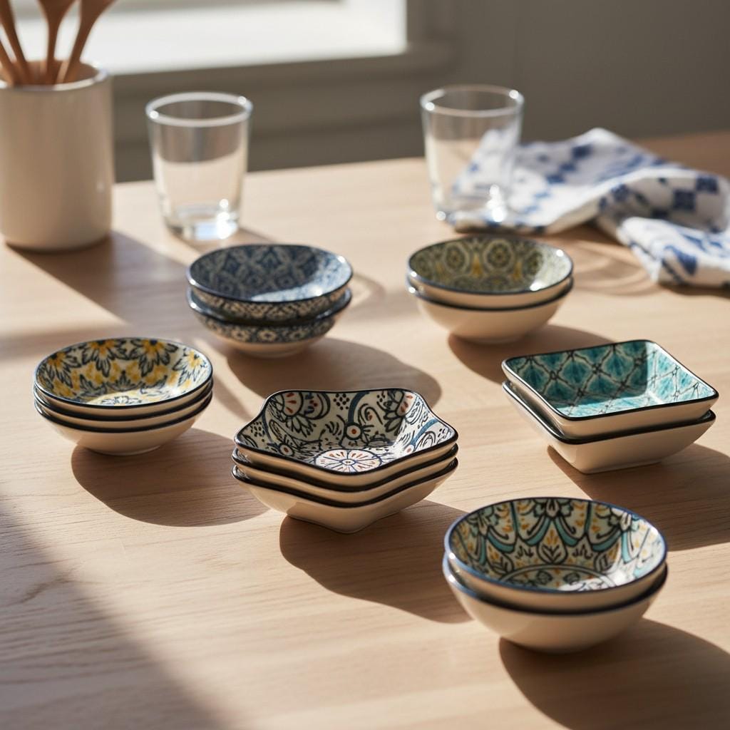 Moroccan Ceramic Dipping Dishes | Mandala Sauce Bowls