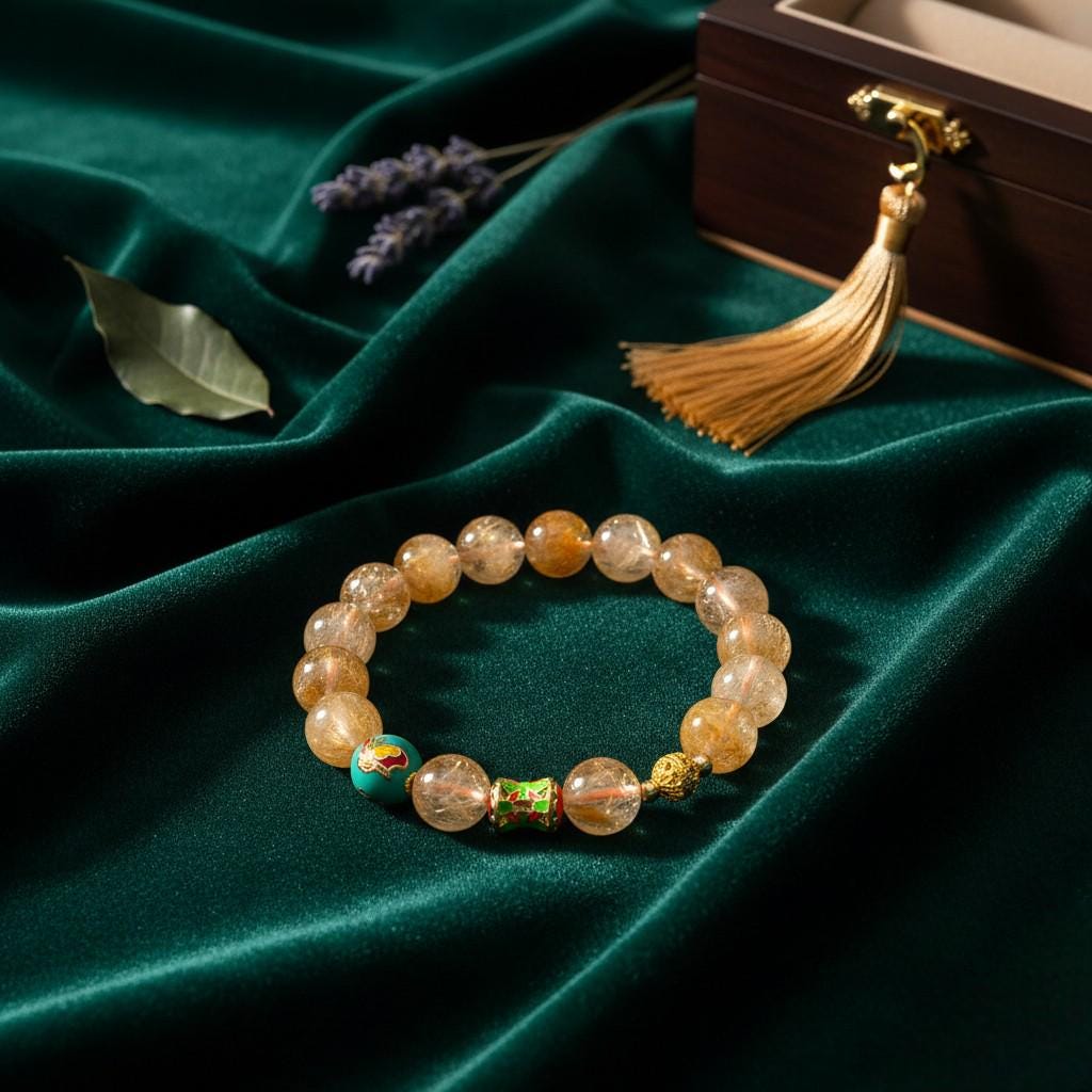 Golden Rutilated Quartz Bracelet – Guardian Collection | Clarity, Focus & Business Success