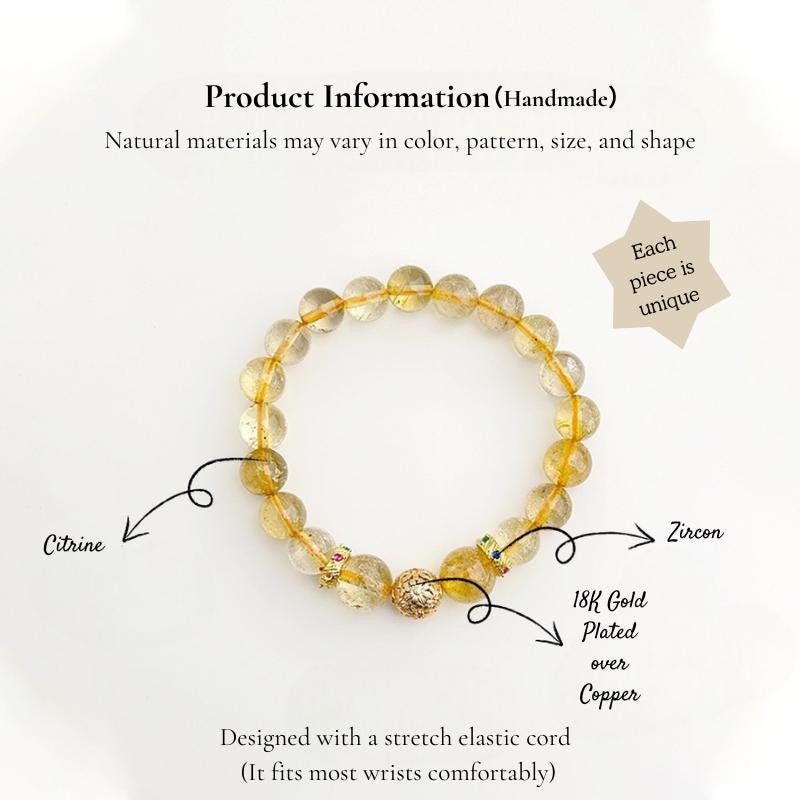 Citrine Crystal Bracelet – Natural Citrine Bracelet for Wealth & Success