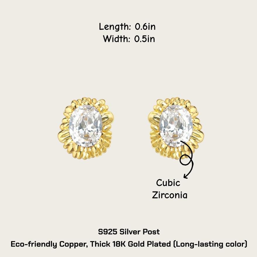 Golden Sunflower Stud Earrings – 18K Gold Plated Floral Earrings
