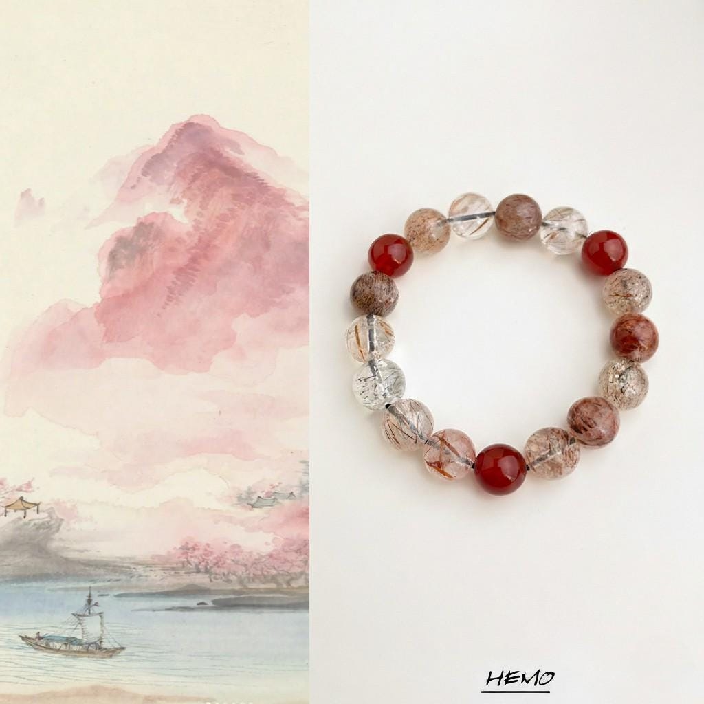 Red Rutilated Quartz & Red Agate Bracelet – Natural Crystal Bracelet for Protection & Strength