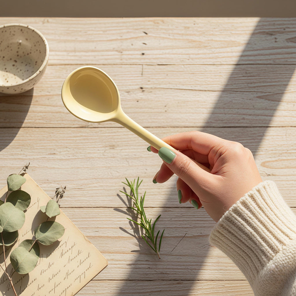Handmade Style Ceramic Soup Spoon | Organic Shaped Ramen Spoon