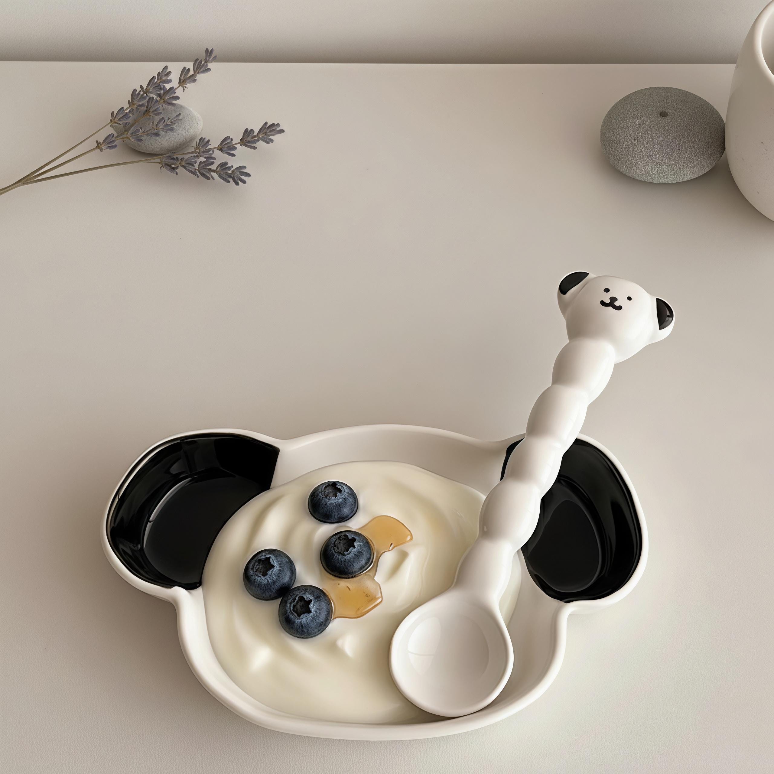 Kawaii Dog Ceramic Tableware | Puppy Shaped Plate & Spoon | Dog Lover Gift