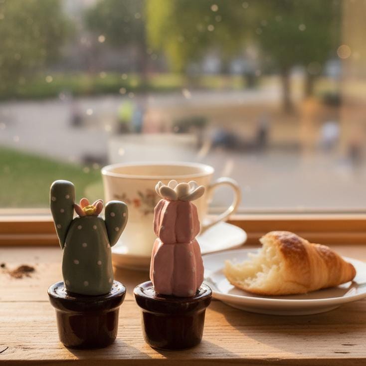 Handmade Miniature Ceramic Cactus | Tiny Pottery Plant Decor