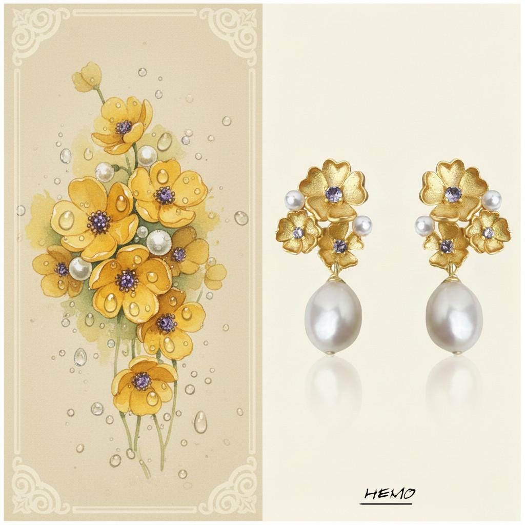 Baroque Pearl Flower Earrings | Morning Garden Elegance Jewelry, Embrace Imperfection, Pierced & Clip-On