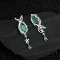 Mermaid Tail Earrings – Ocean-Inspired Fantasy Earrings with Emerald Green Zircon