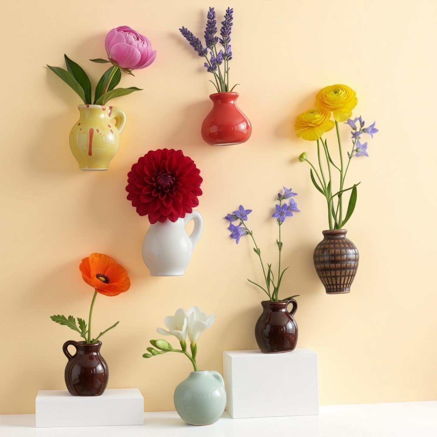 Mini Ceramic Flower Vase Magnet | Tiny Floral Pot Refrigerator Magnet