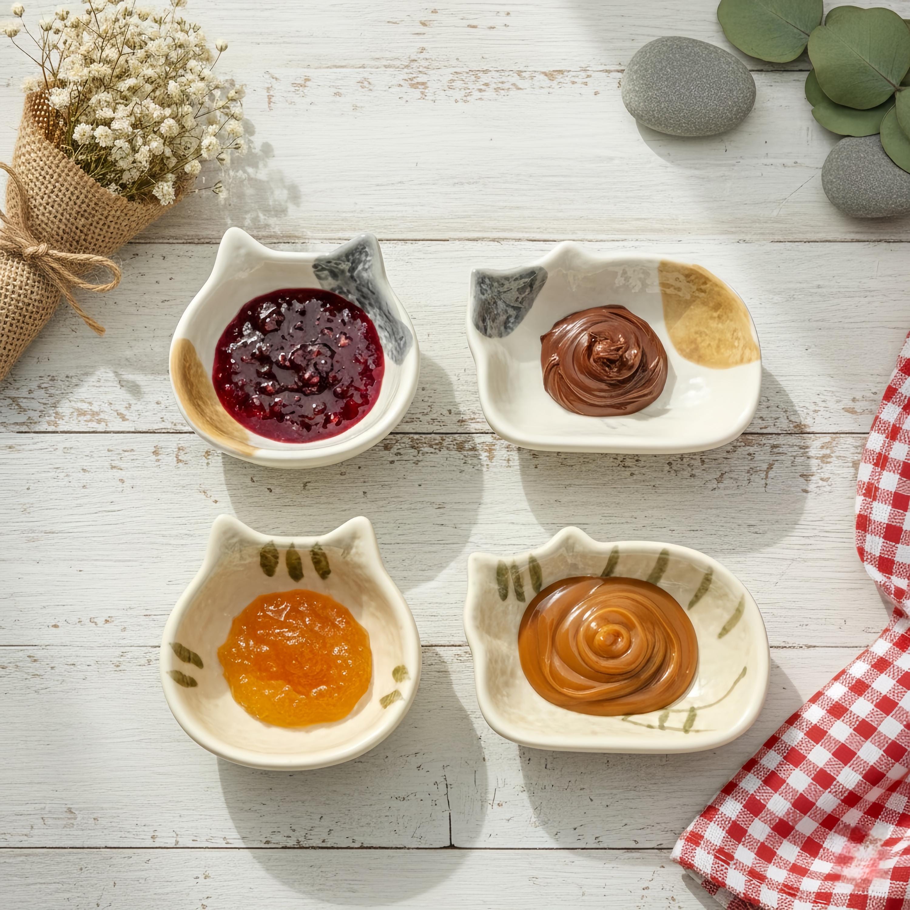 Kawaii Cat Ceramic Dipping Dish | Kitten Shaped Sauce Bowl