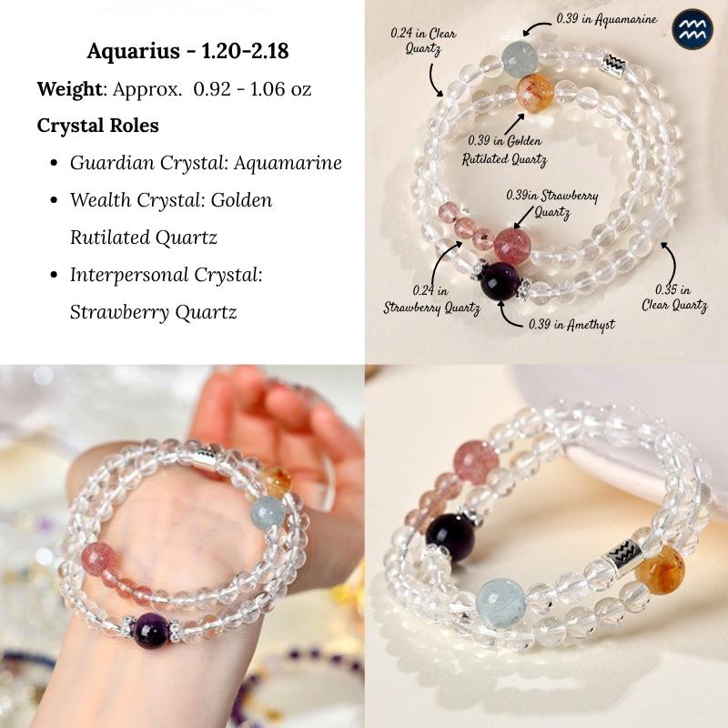 Personalized Zodiac Crystal Bracelet – Wealth, Love, Protection & Power