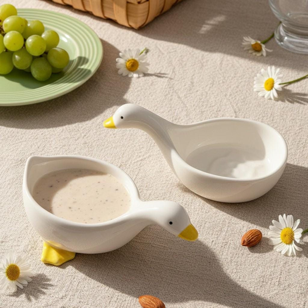 Quirky Handcrafted Duck Ceramic Dipping Dish – Artisan Sauce Bowl
