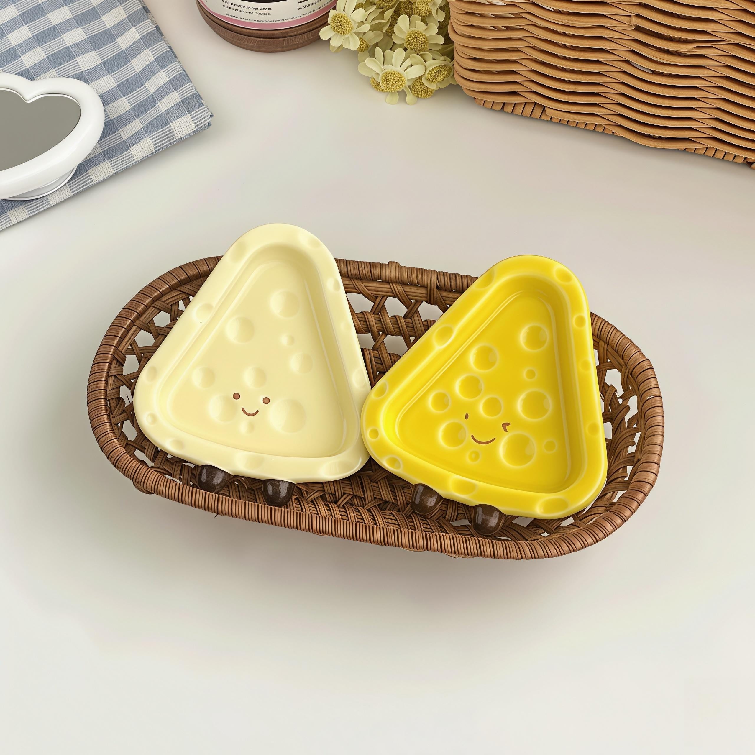 Kawaii Cheese Ceramic Dipping Dish | Mini Condiment Bowl