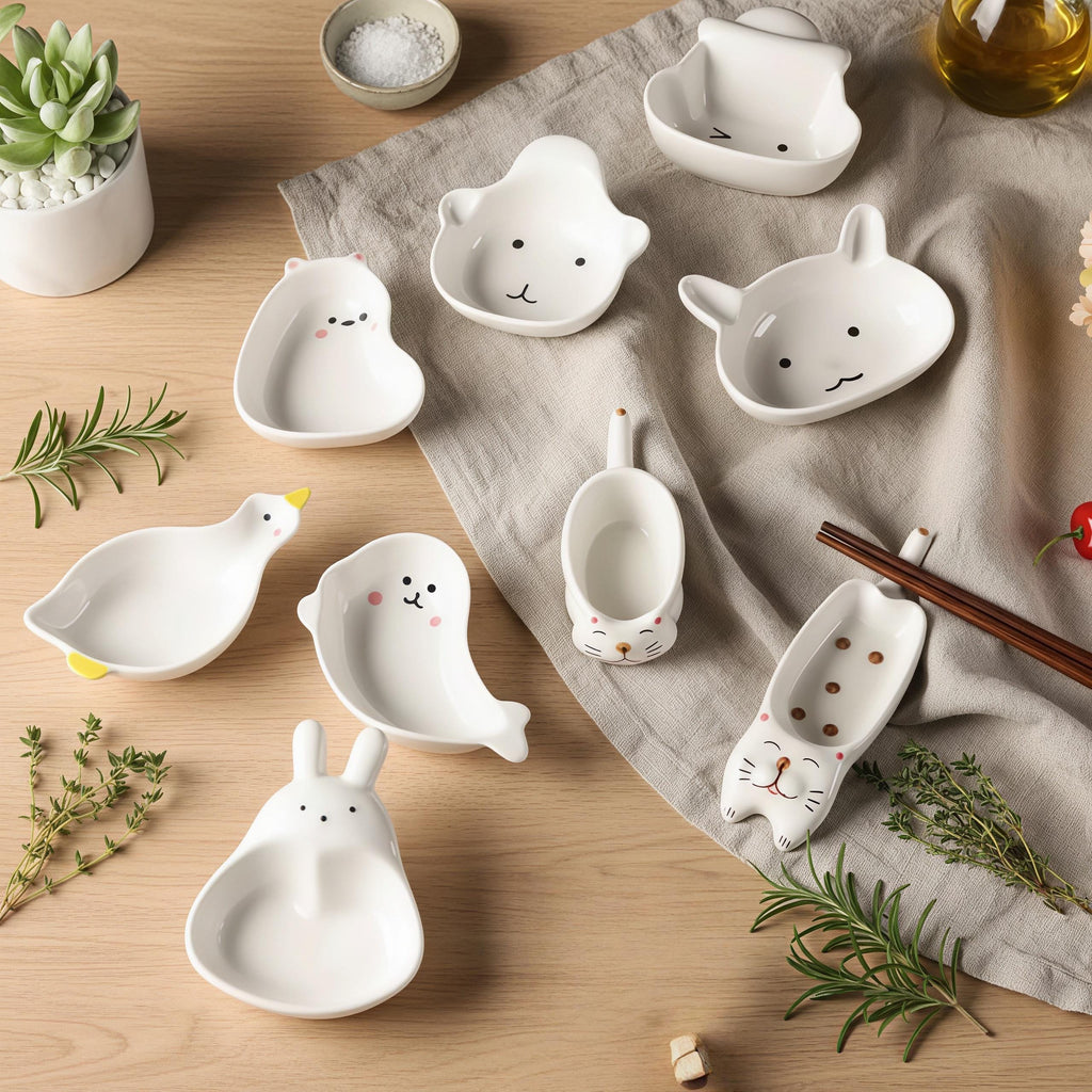 Kawaii Animal Ceramic Dipping Dish | Mini Condiment Plate