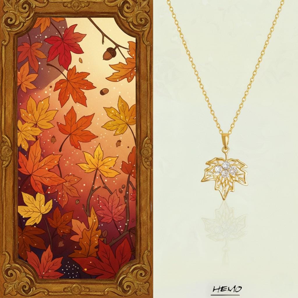 Golden Maple Leaf Necklace & Earrings – Bloom Collection | Autumn Whisper Jewelry