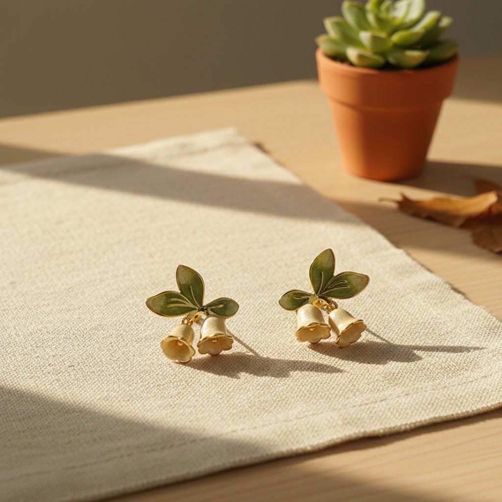 Lily of the Valley Earrings – Hand-Enameled Flower Drop Earrings