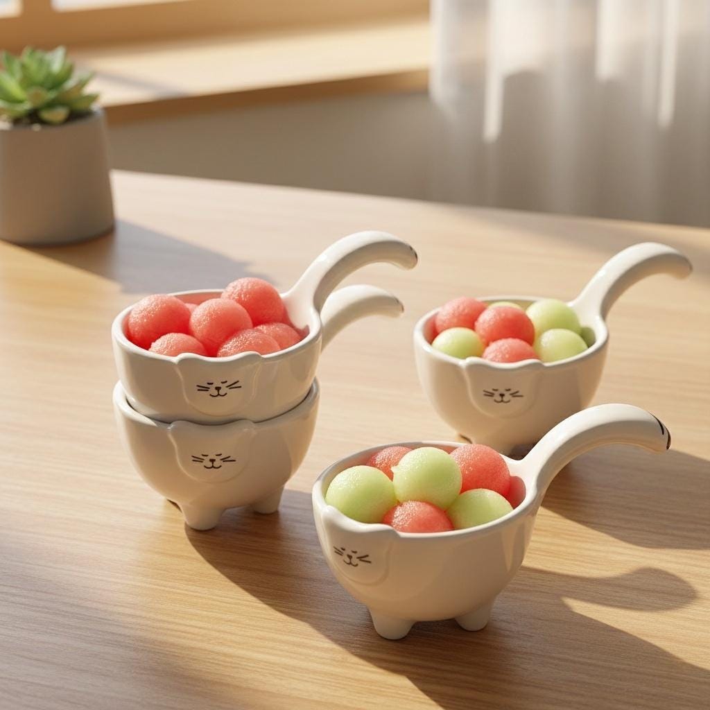 Kawaii Cat Tail Ceramic Dipping Dish | Standing Kitty Sauce Bowl