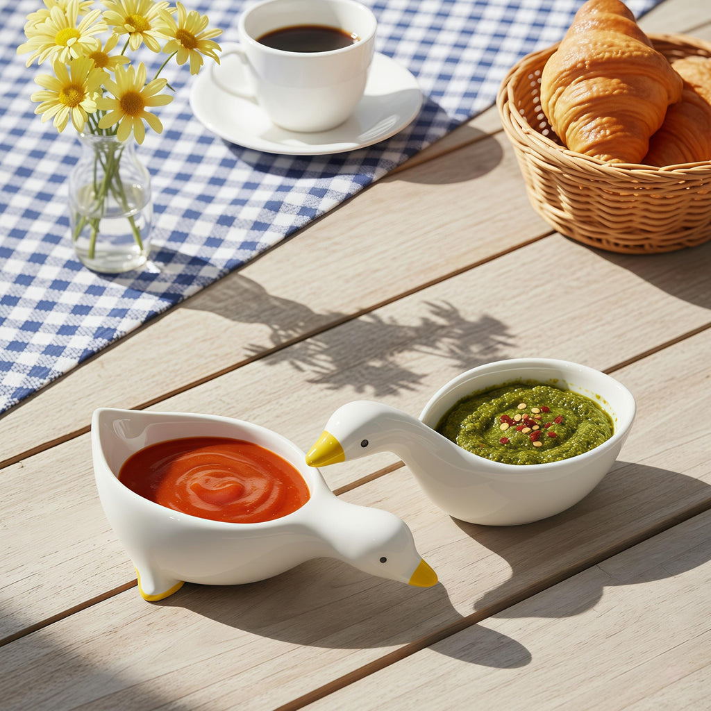 Quirky Handcrafted Duck Ceramic Dipping Dish – Artisan Sauce Bowl