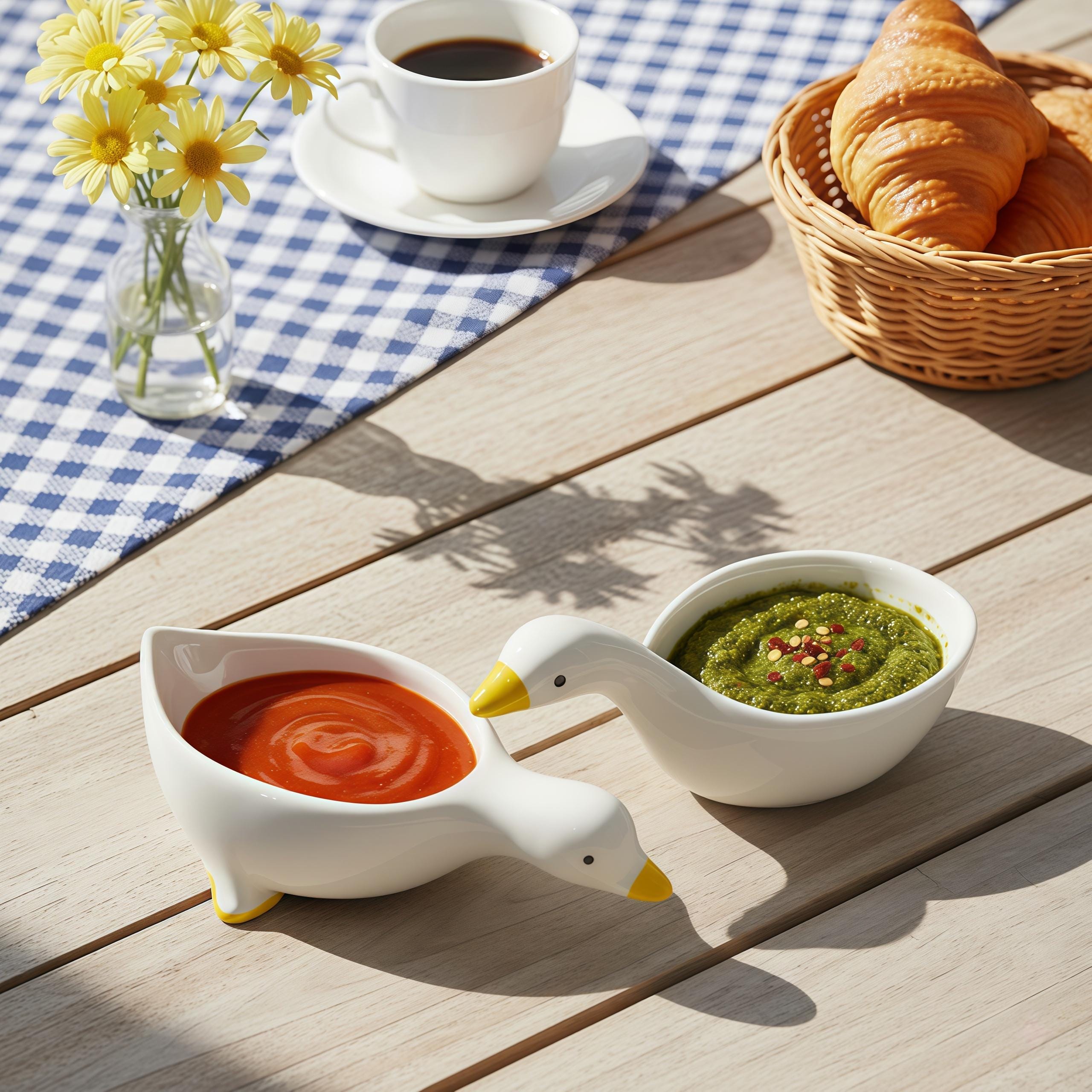 Quirky Handcrafted Duck Ceramic Dipping Dish – Artisan Sauce Bowl