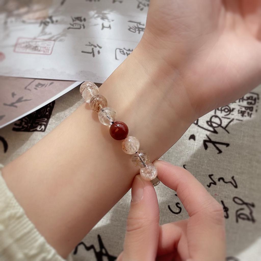 Red Rutilated Quartz & Red Agate Bracelet – Natural Crystal Bracelet for Protection & Strength