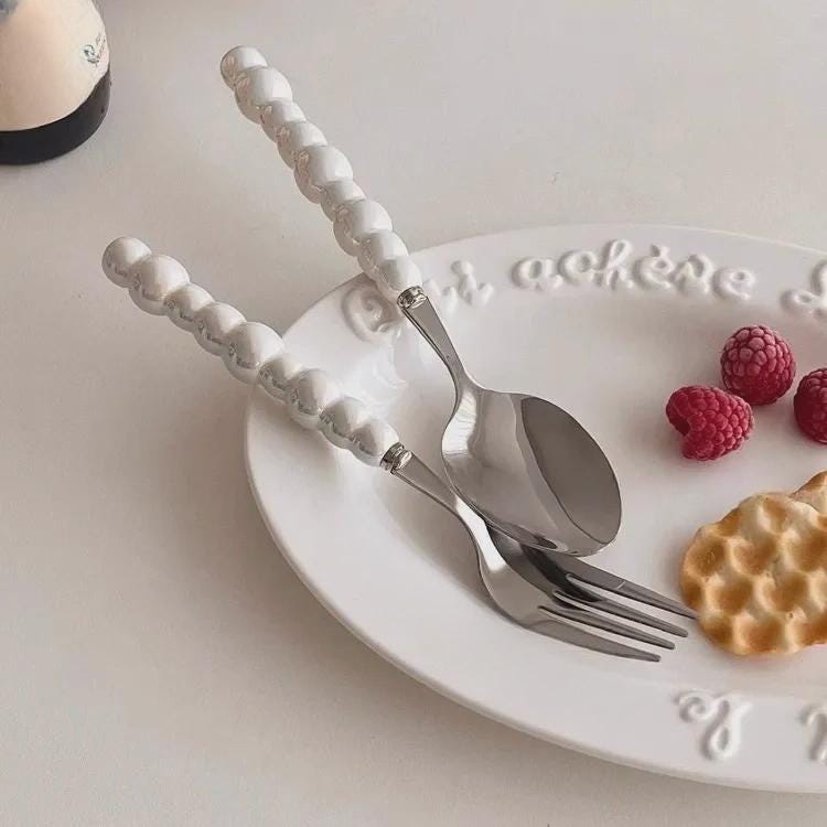 Pearl Handle Flatware | Stainless Steel & Ceramic Cutlery