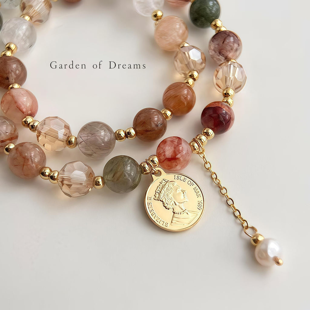 Pearl & Black Rutilated Quartz Bracelet – Natural Crystal Bracelet for Balance, Protection & Calm