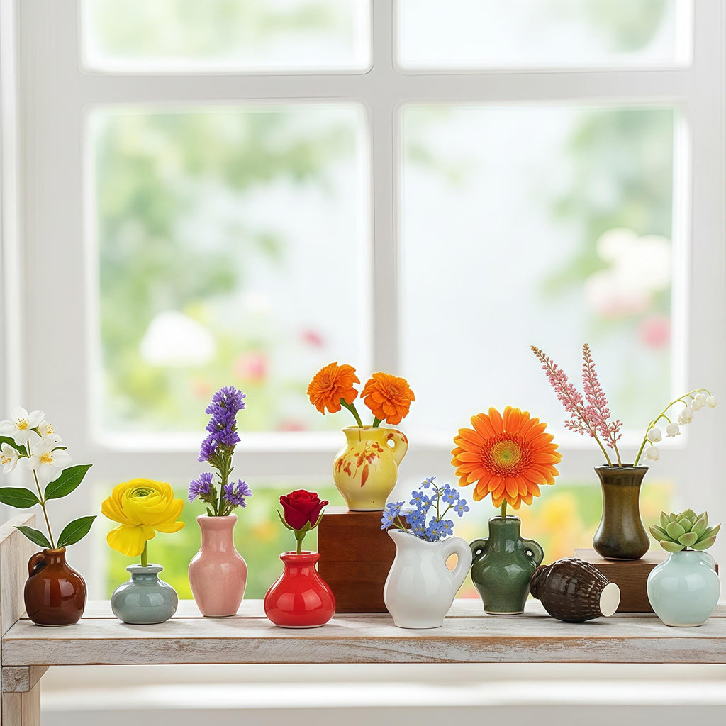 Mini Ceramic Flower Vase Magnet | Tiny Floral Pot Refrigerator Magnet