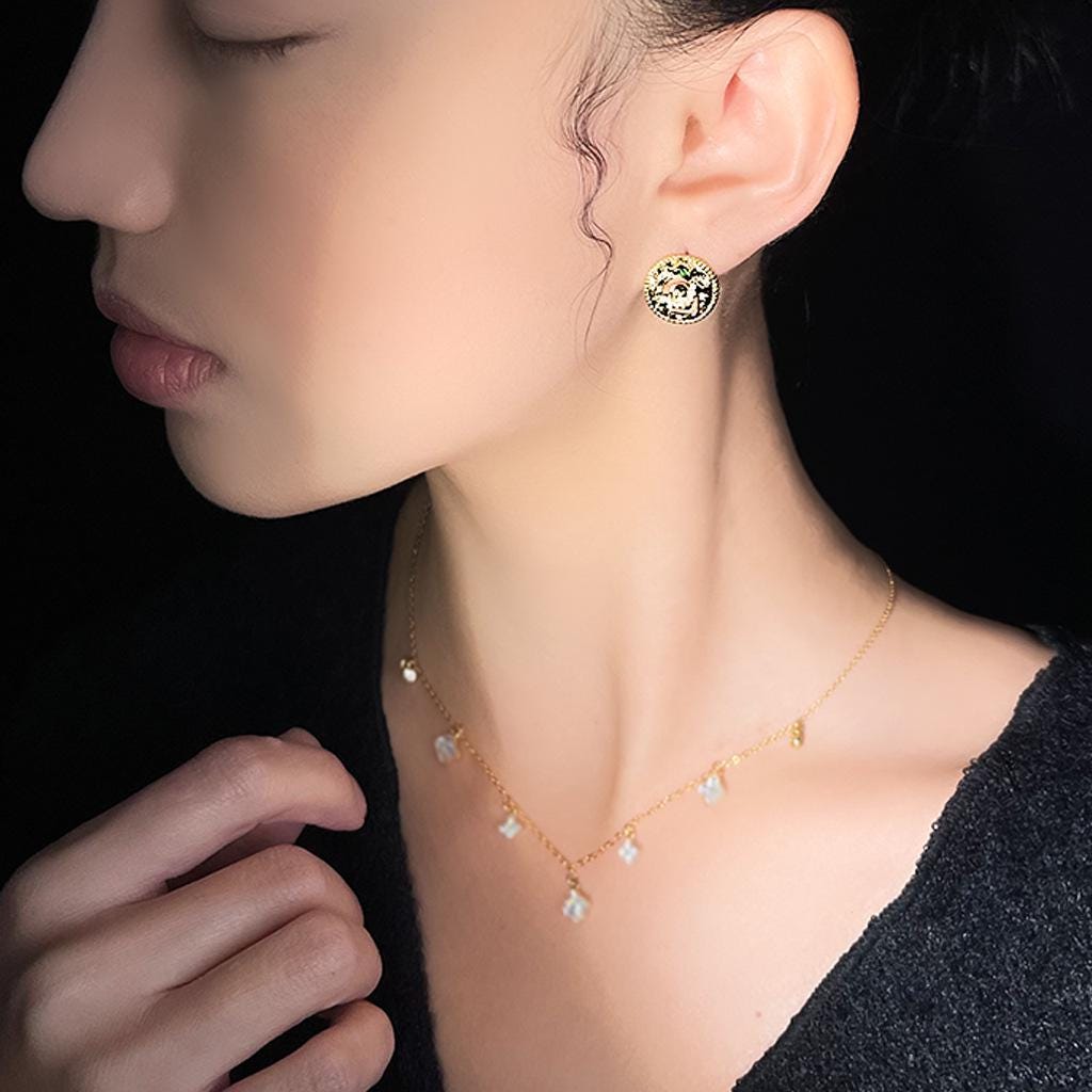 Emerald Serpent Earrings – Gold Plated Snake Earrings with Green Zircon