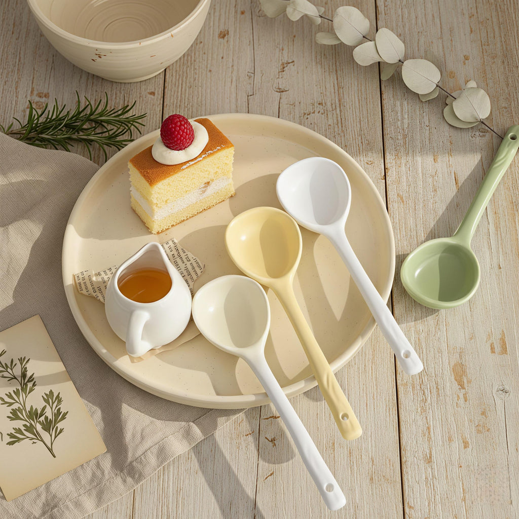 Handmade Style Ceramic Soup Spoon | Organic Shaped Ramen Spoon