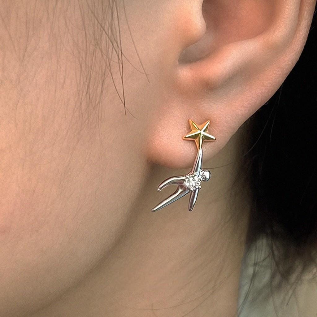 Star & Moon Dancer Earrings - Dream Collection | Zirconia S925 Post or Clip-On