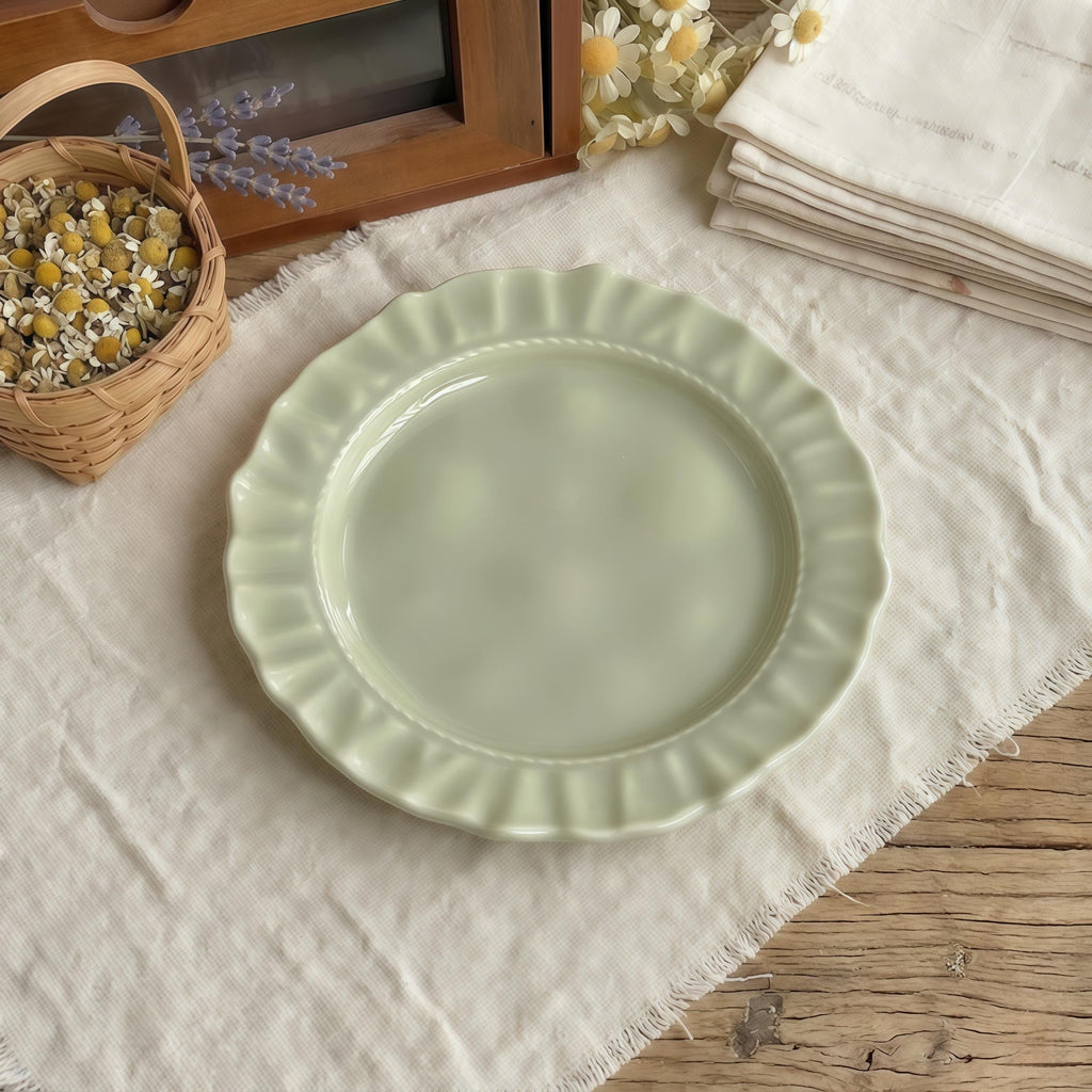 Minimalist Scalloped Ceramic Plate | Matte Neutral Dessert Plate