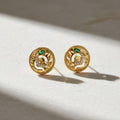 Emerald Serpent Earrings – Gold Plated Snake Earrings with Green Zircon