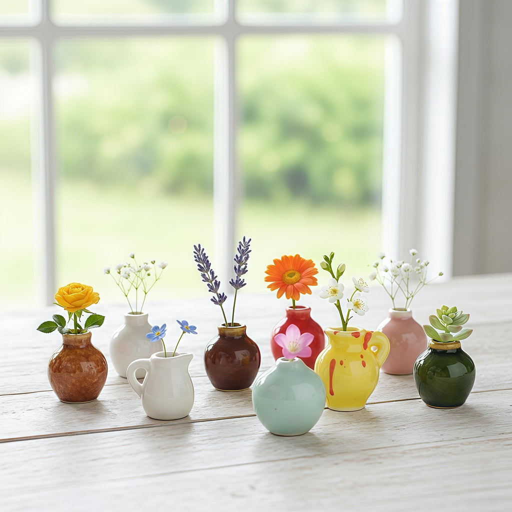 Mini Ceramic Flower Vase Magnet | Tiny Floral Pot Refrigerator Magnet