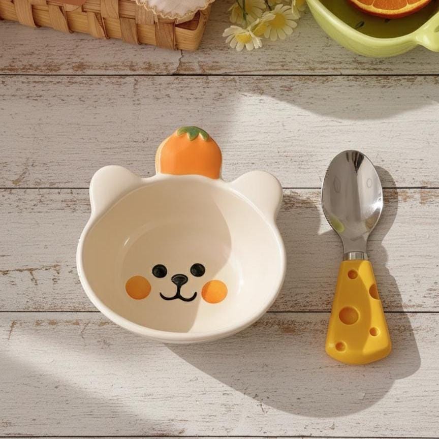 Kawaii Ceramic Snack Bowl | Cartoon Dipping Dish – Bear, Pig, Cactus & Bear | Home Decor Gift
