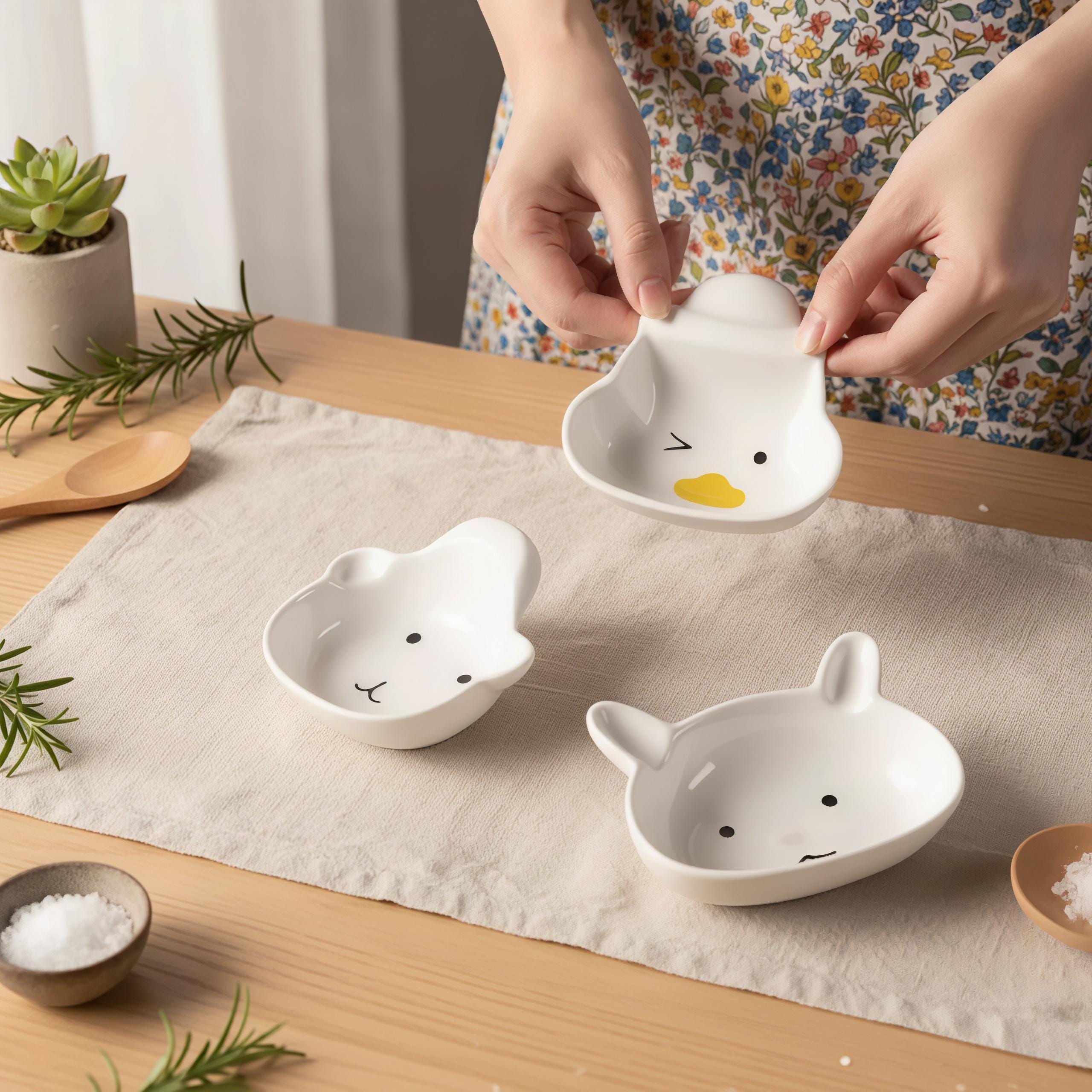 Kawaii Animal Ceramic Dipping Dish | Mini Condiment Plate
