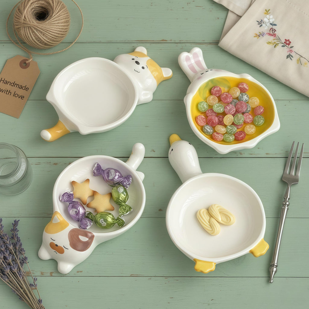 Kawaii Animal Sauce Plate | Mini Ceramic Condiment Dish
