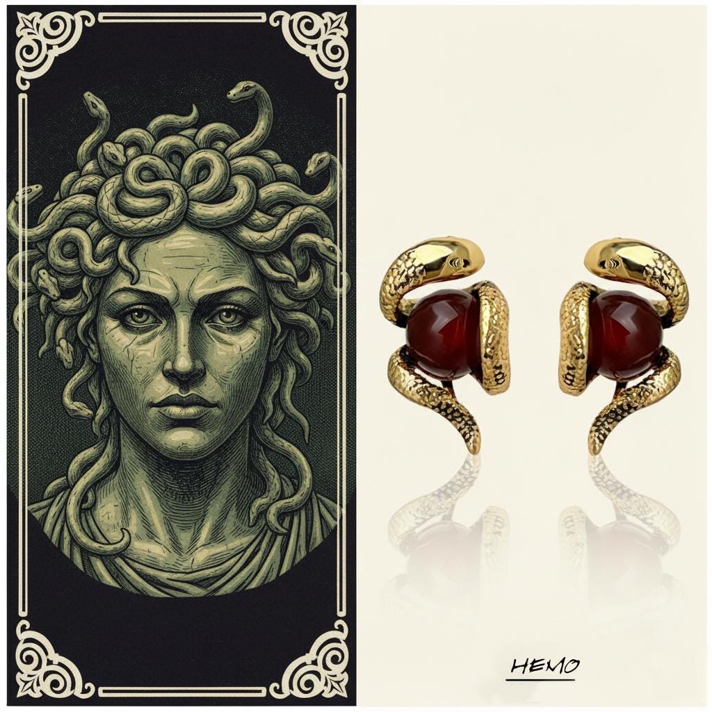 Medusa Inspired Serpent Earrings – Guardian Collection | Power & Protection Jewelry