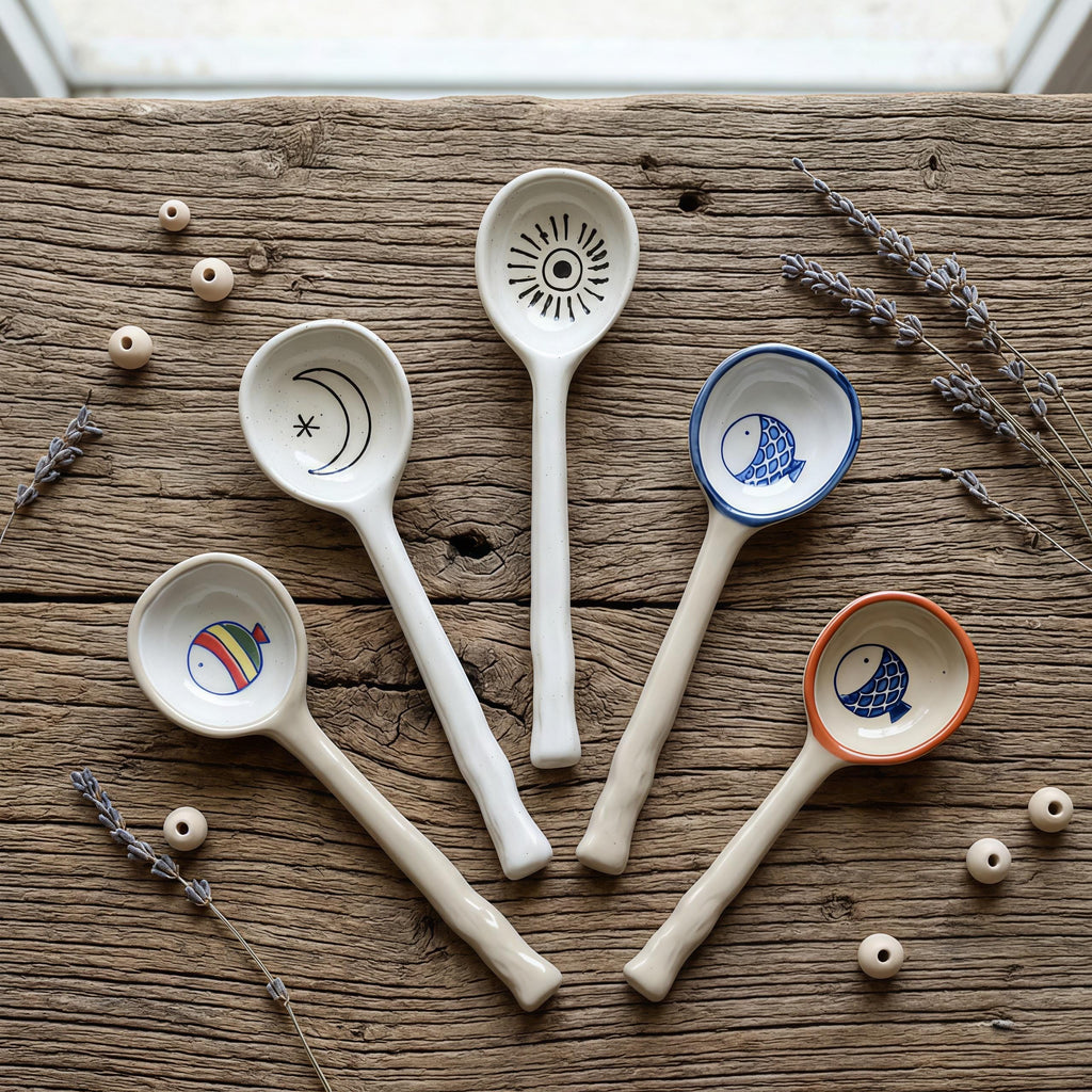 Japanese Style Ceramic Spoon | Handmade Sauce, Dessert, Tasting, Small Serving Spoon