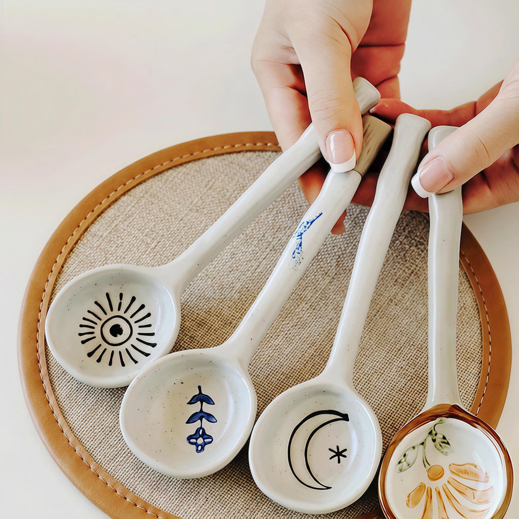 Japanese Style Ceramic Spoon | Handmade Sauce, Dessert, Tasting, Small Serving Spoon