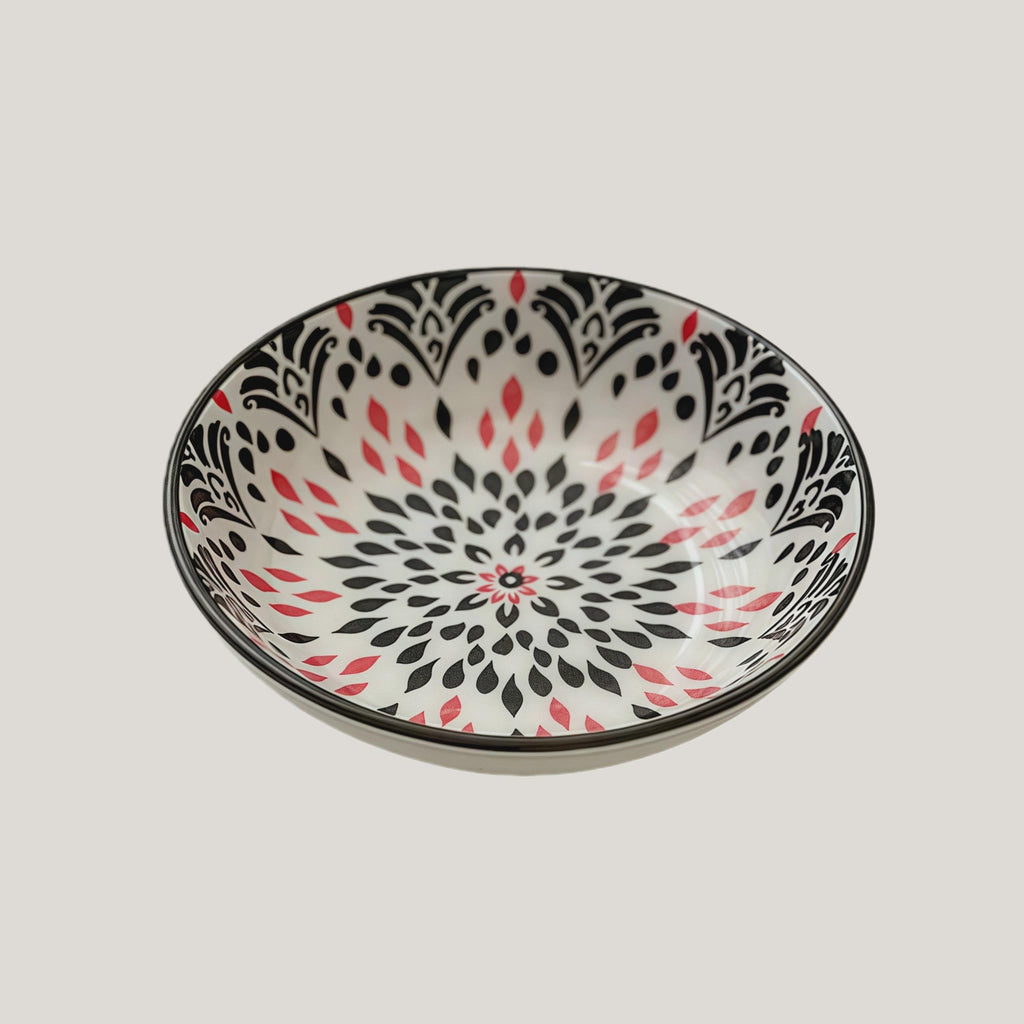 Bohemian Hand-Painted Ceramic Sauce Dish | Vintage Ethnic Dipping Bowl