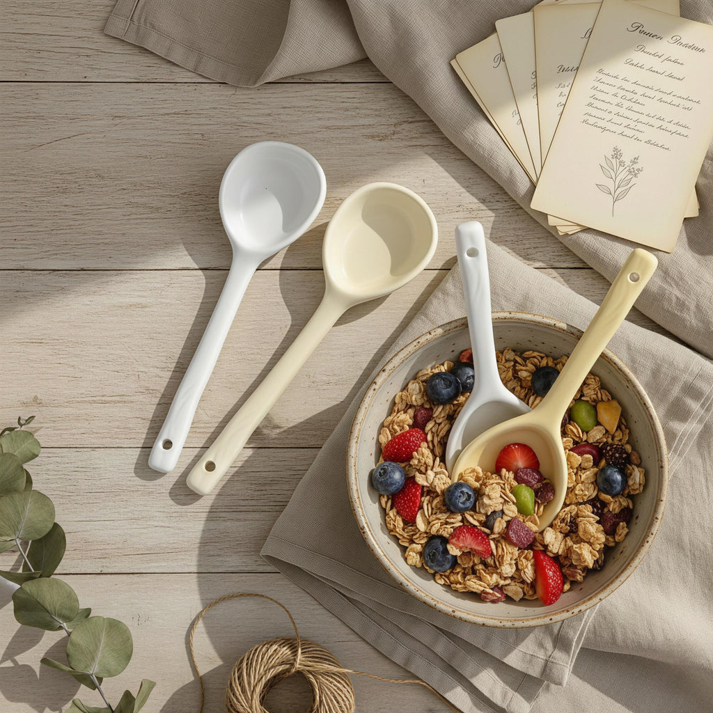 Handmade Style Ceramic Soup Spoon | Organic Shaped Ramen Spoon