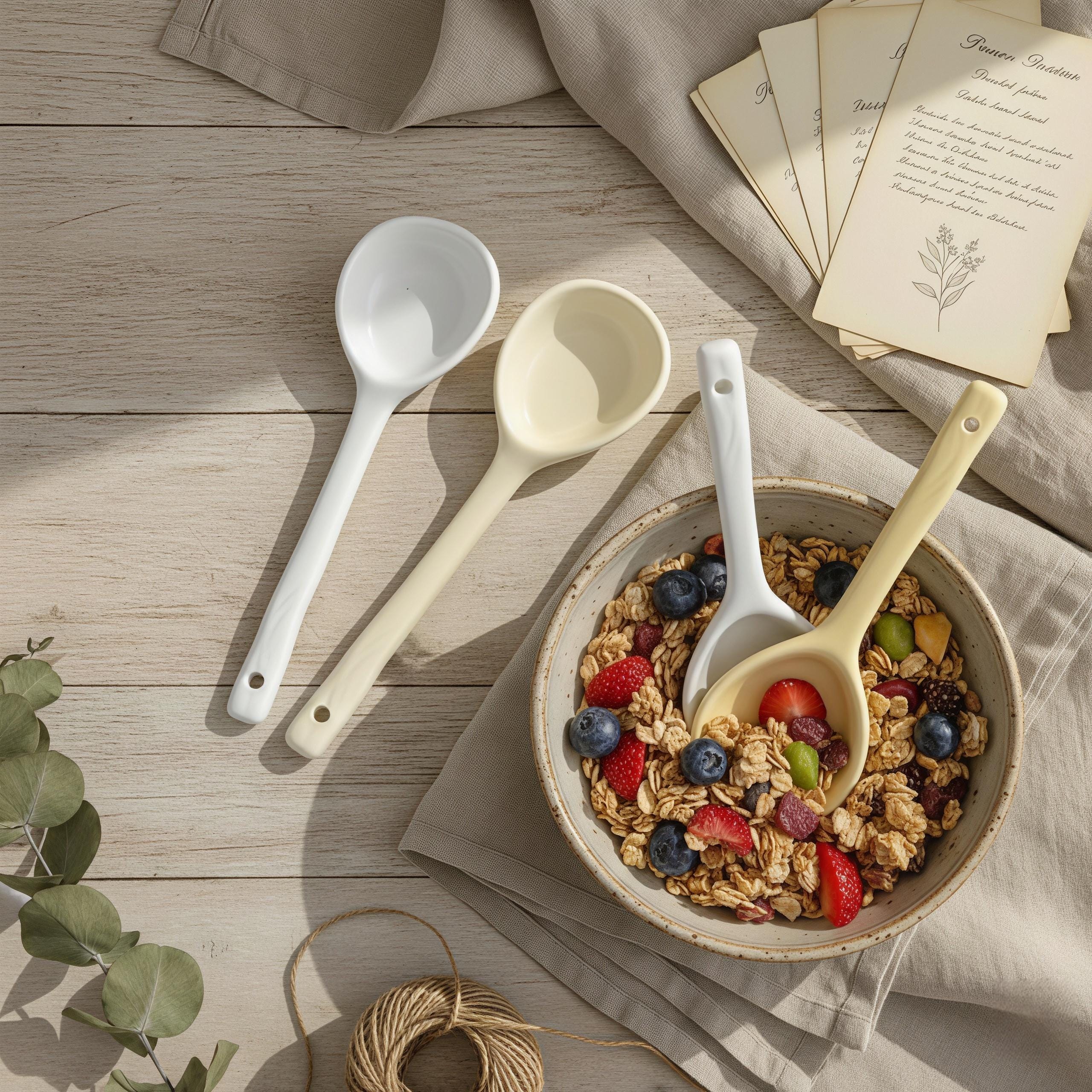 Handmade Style Ceramic Soup Spoon | Organic Shaped Ramen Spoon