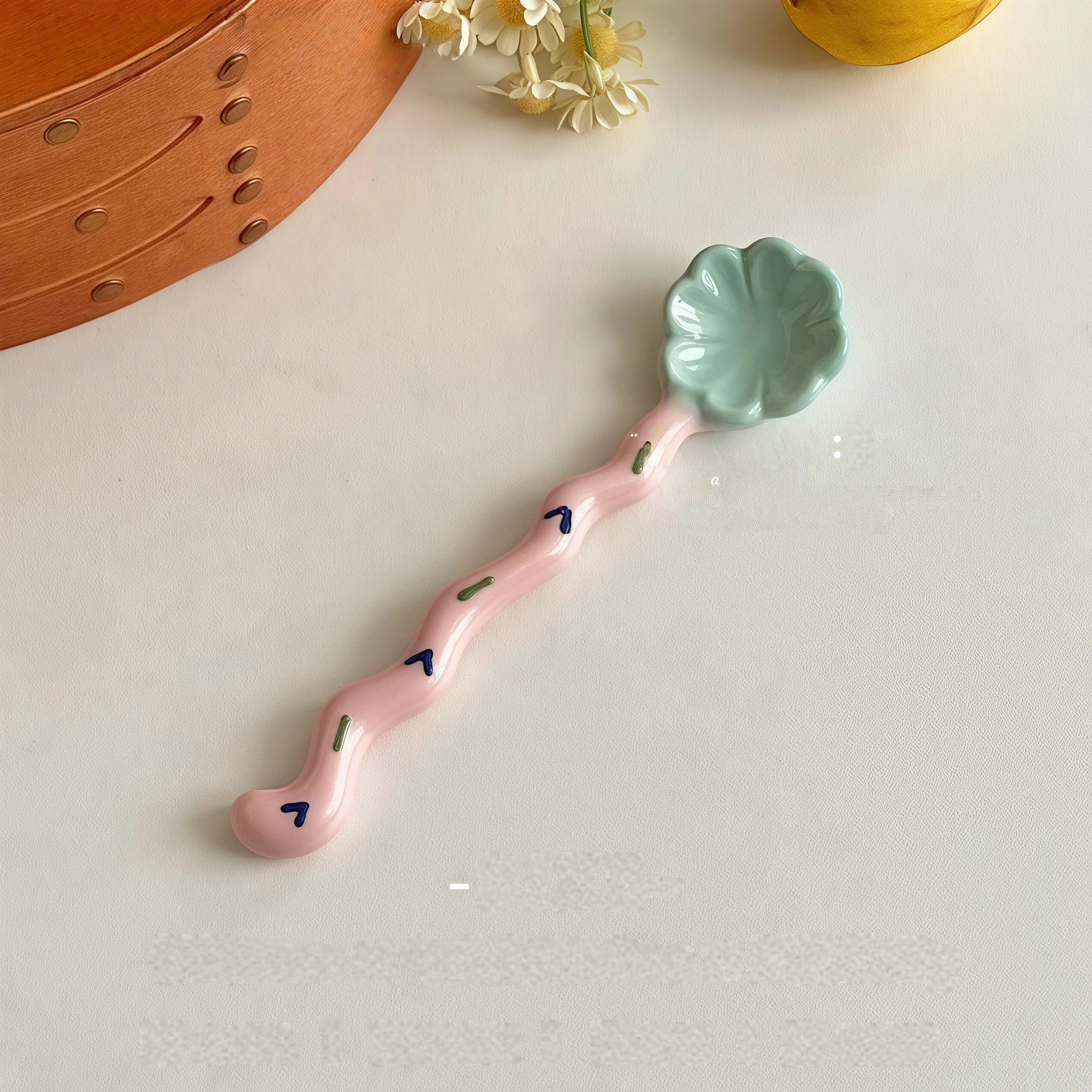 Whimsical Flower Ceramic Spoon | Pastel Dessert & Coffee Spoon