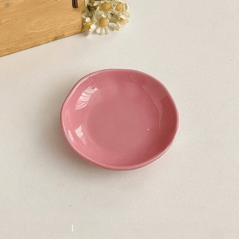 Hand-Pinched Ceramic Dipping Dish – Pastel Wabi Sabi Tableware