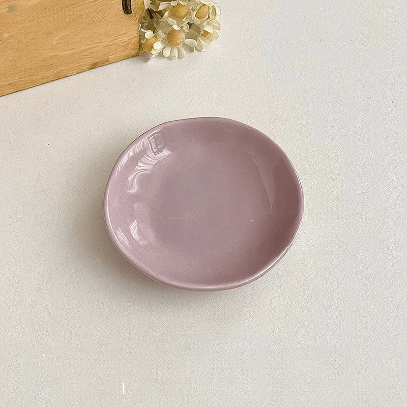 Hand-Pinched Ceramic Dipping Dish – Pastel Wabi Sabi Tableware