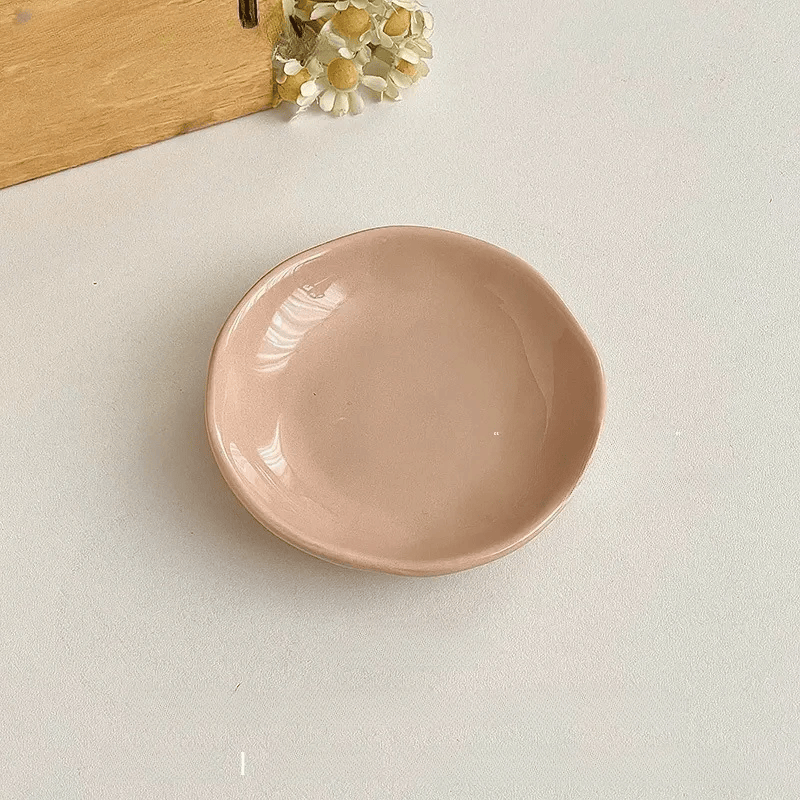 Hand-Pinched Ceramic Dipping Dish – Pastel Wabi Sabi Tableware
