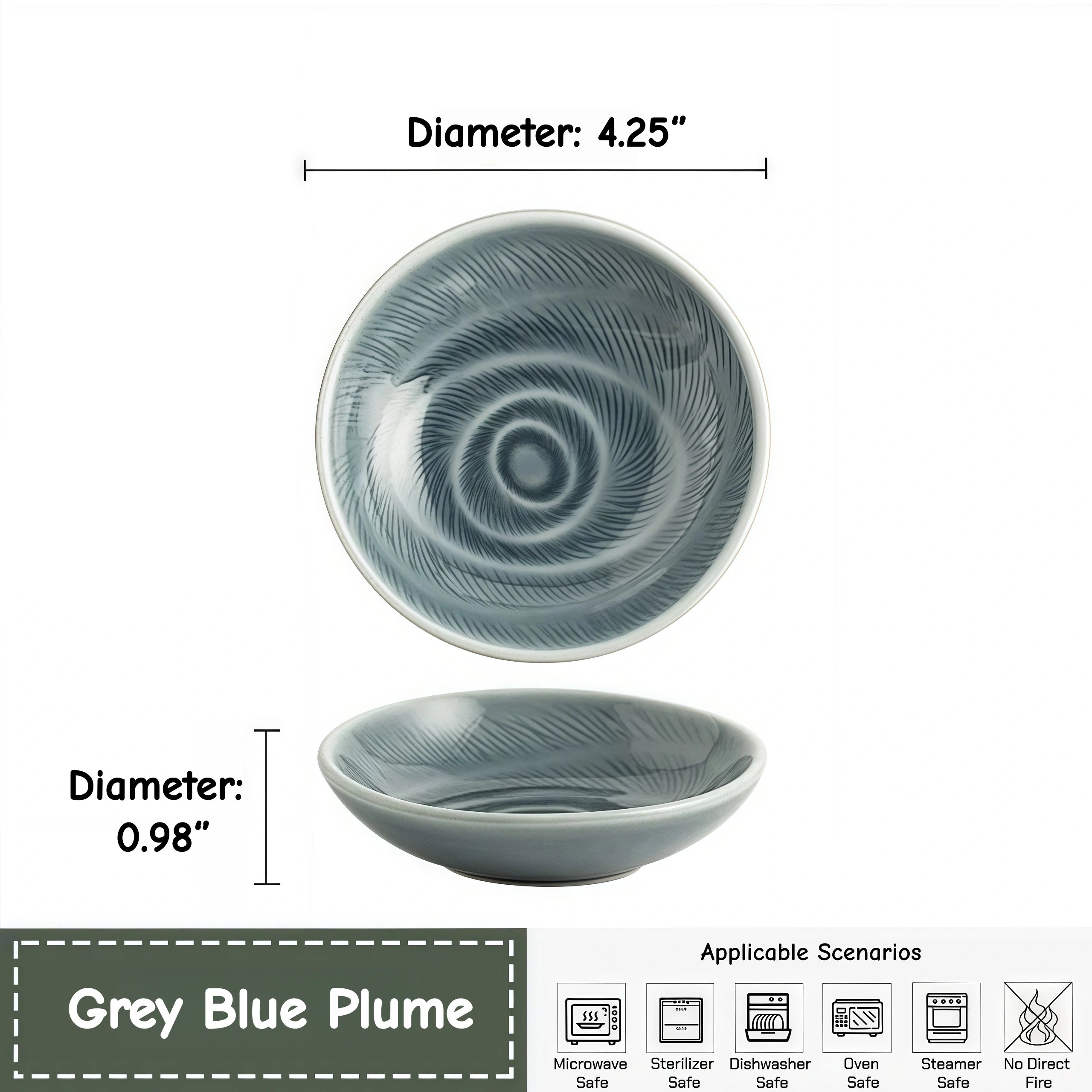 Plume Shadow Phoenix Feather Dipping Dish | Artisan Glazed Porcelain Sauce Bowl