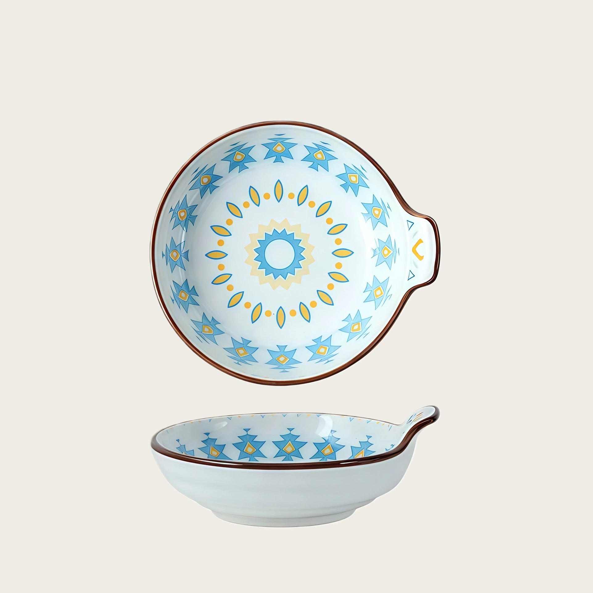 Boho Ceramic Dipping Bowl | Colorful Mandala Sauce Dish