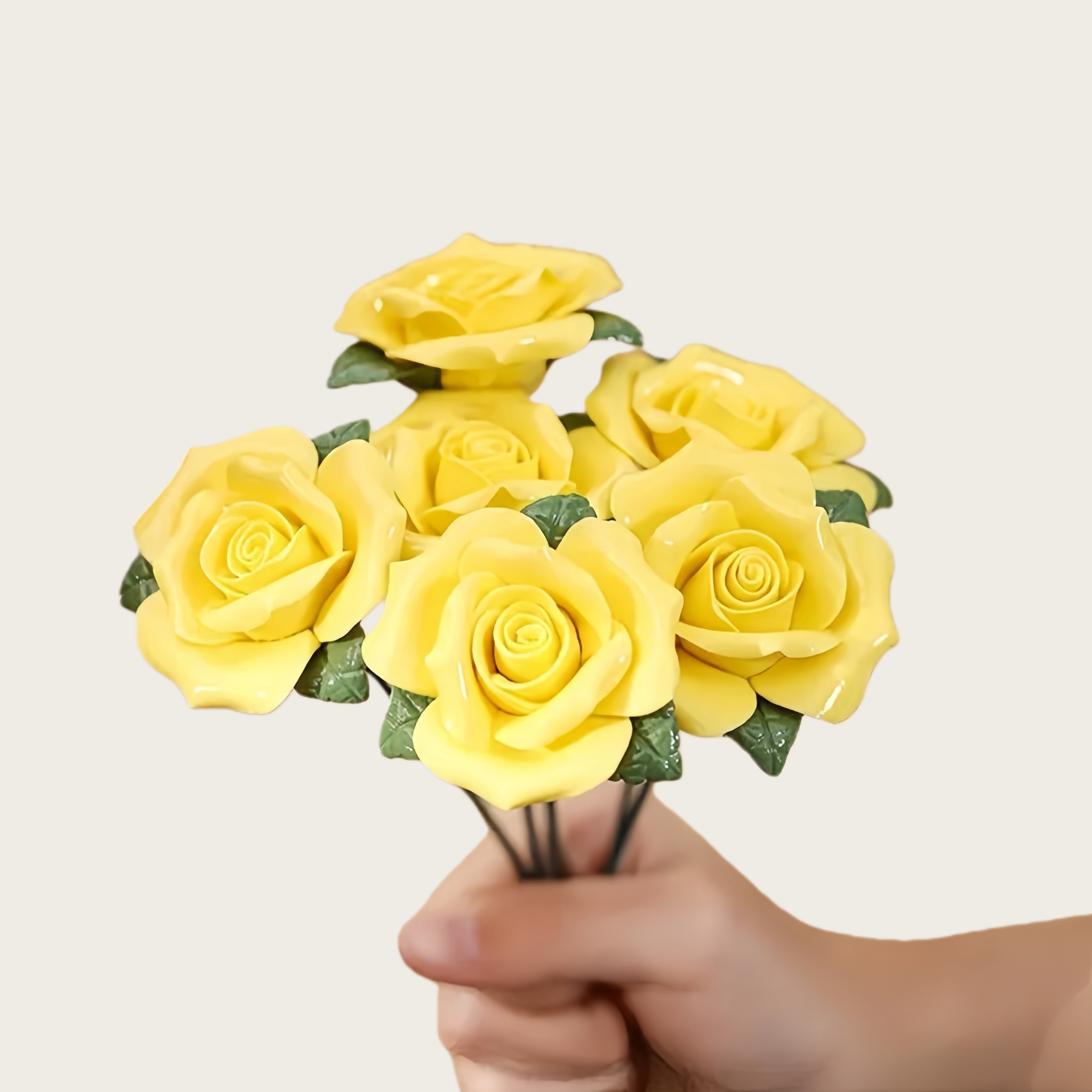 Handcrafted Ceramic Rose Bouquet Set - Forever Bloom Floral Home Décor Gift