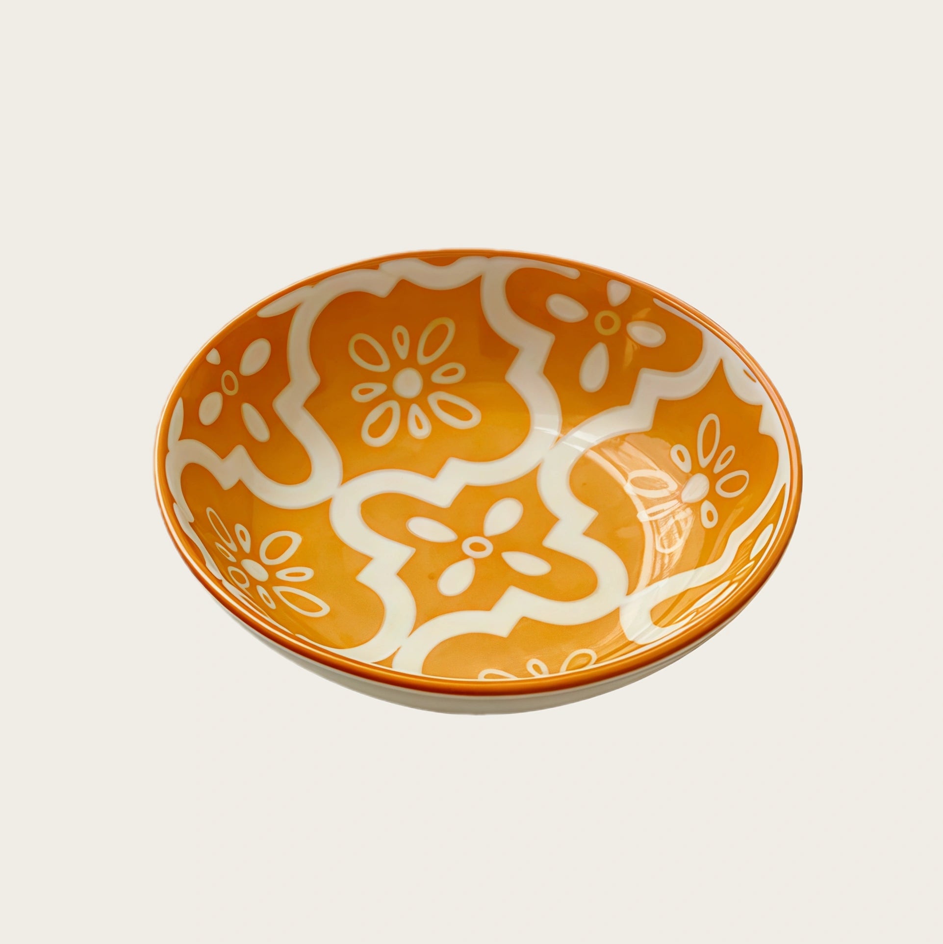 Bohemian Hand-Painted Ceramic Sauce Dish | Vintage Ethnic Dipping Bowl