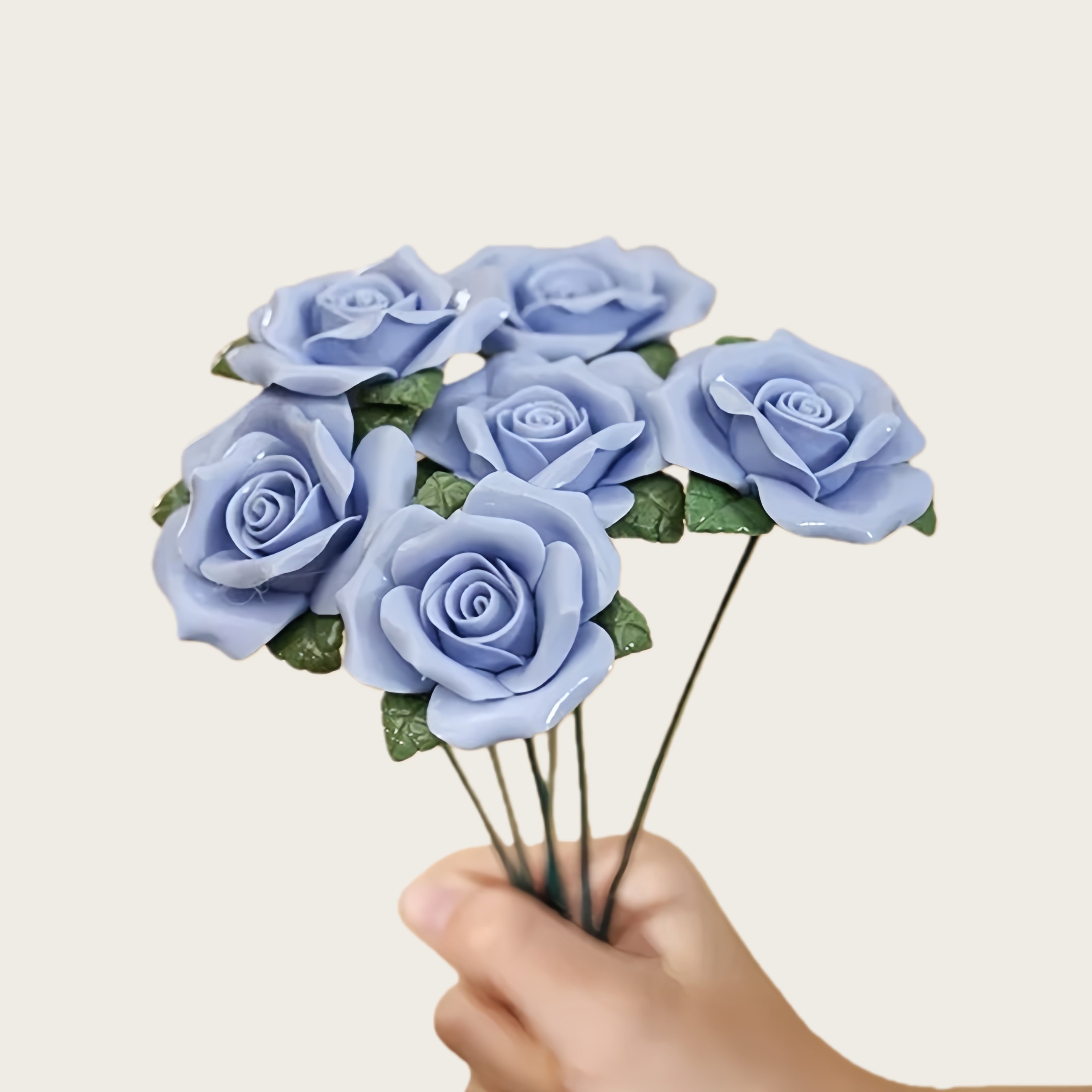 Handcrafted Ceramic Rose Bouquet Set - Forever Bloom Floral Home Décor Gift